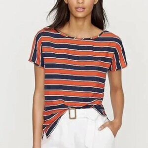 J. Crew Gondola Striped Silk Top (Navy/Red) 2